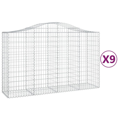 Cesti Gabbioni ad Arco 9 pz 200x50x120/140 cm Ferro Zincato