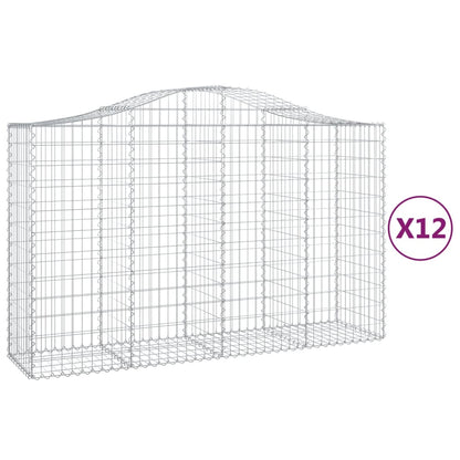 Cesti Gabbioni ad Arco 12 pz 200x50x120/140 cm Ferro Zincato