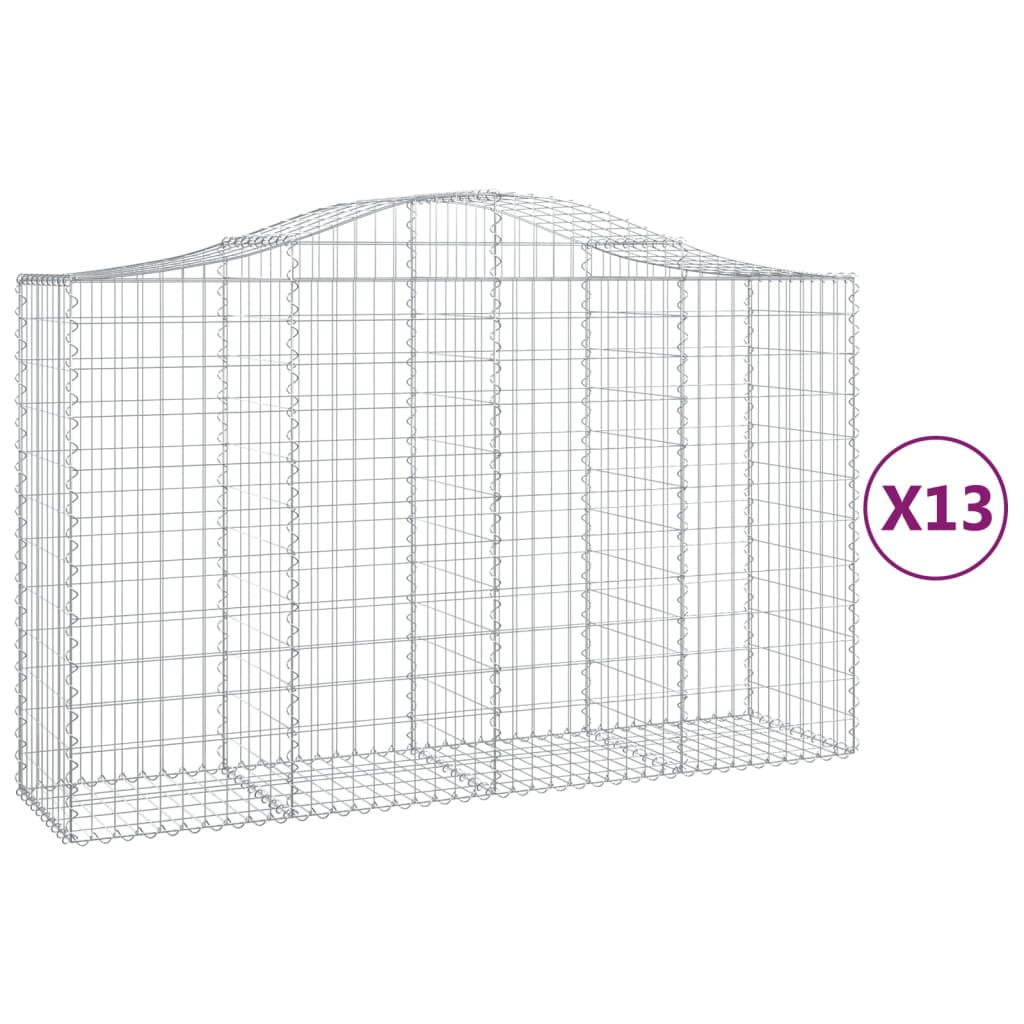 Cesti Gabbioni ad Arco 13 pz 200x50x120/140 cm Ferro Zincato