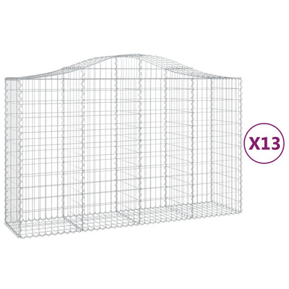 Cesti Gabbioni ad Arco 13 pz 200x50x120/140 cm Ferro Zincato