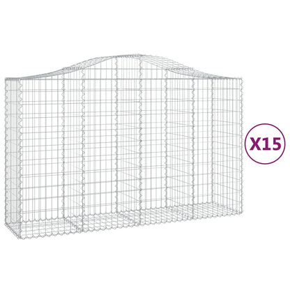 Cesti Gabbioni ad Arco 15 pz 200x50x120/140 cm Ferro Zincato