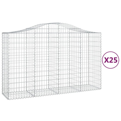 Cesti Gabbioni ad Arco 25 pz 200x50x120/140 cm Ferro Zincato