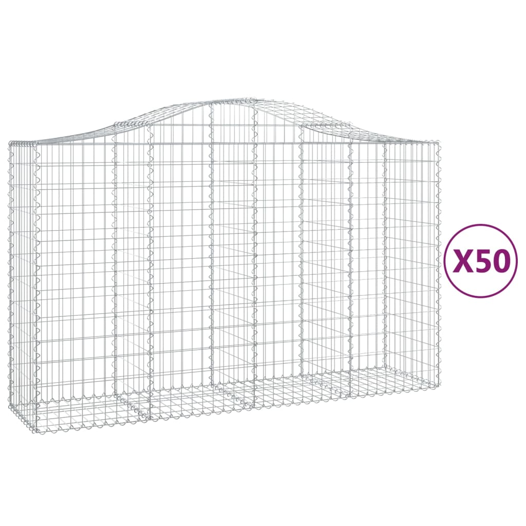 Cesti Gabbioni ad Arco 50 pz 200x50x120/140 cm Ferro Zincato