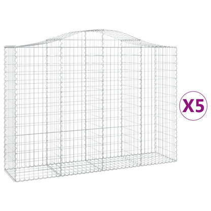 Cesti Gabbioni ad Arco 5 pz 200x50x140/160 cm Ferro Zincato