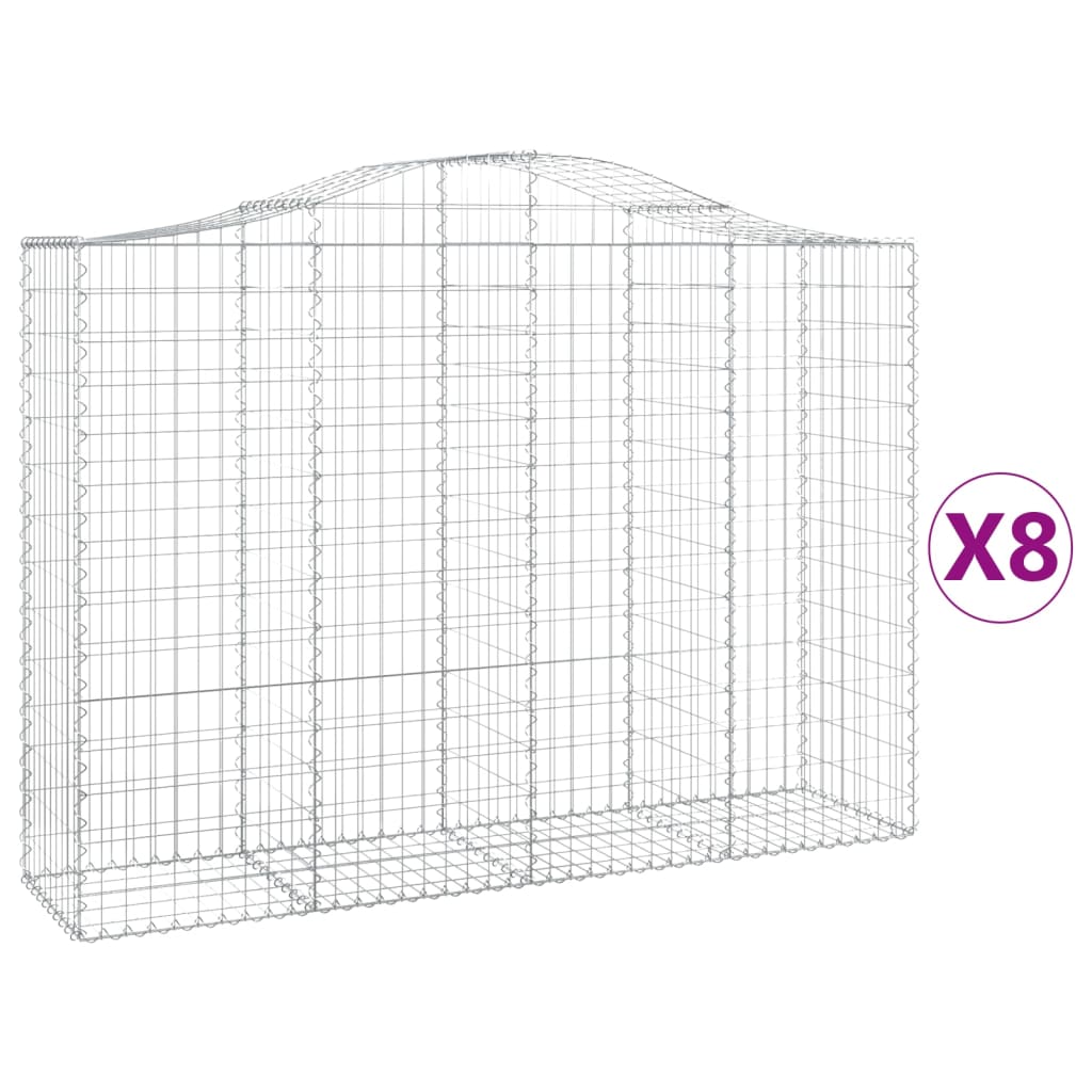 Cesti Gabbioni ad Arco 8 pz 200x50x140/160 cm Ferro Zincato