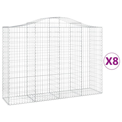 Cesti Gabbioni ad Arco 8 pz 200x50x140/160 cm Ferro Zincato