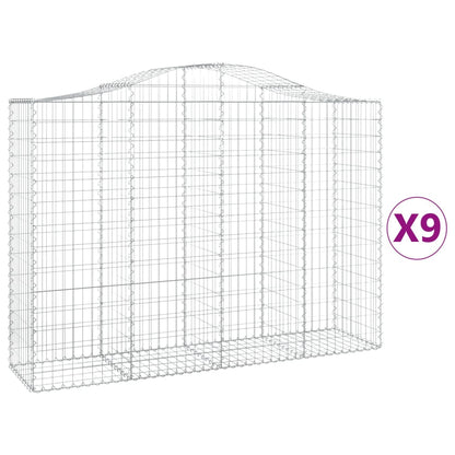 Cesti Gabbioni ad Arco 9 pz 200x50x140/160 cm Ferro Zincato