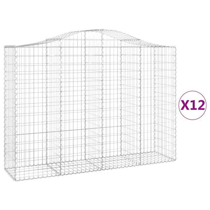 Cesti Gabbioni ad Arco 12 pz 200x50x140/160 cm Ferro Zincato