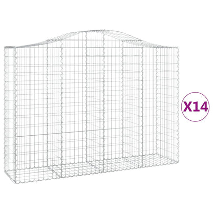 Cesti Gabbioni ad Arco 14 pz 200x50x140/160 cm Ferro Zincato