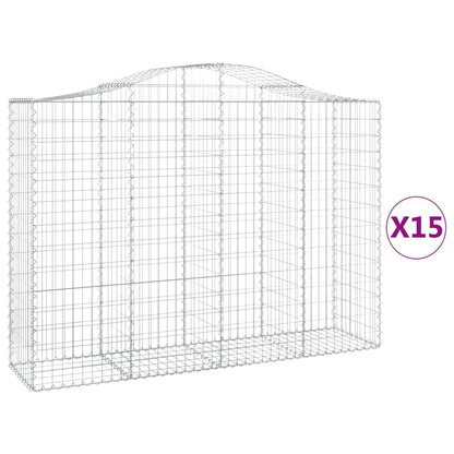 Cesti Gabbioni ad Arco 15 pz 200x50x140/160 cm Ferro Zincato