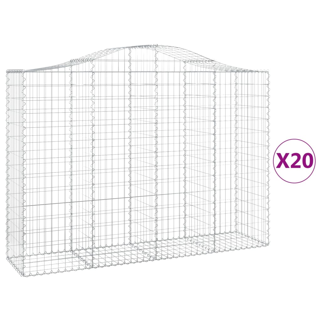 Cesti Gabbioni ad Arco 20 pz 200x50x140/160 cm Ferro Zincato