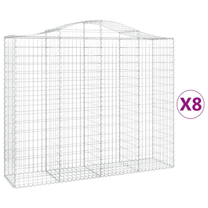 Cesti Gabbioni ad Arco 8 pz 200x50x160/180 cm Ferro Zincato
