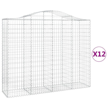Cesti Gabbioni ad Arco 12 pz 200x50x160/180 cm Ferro Zincato