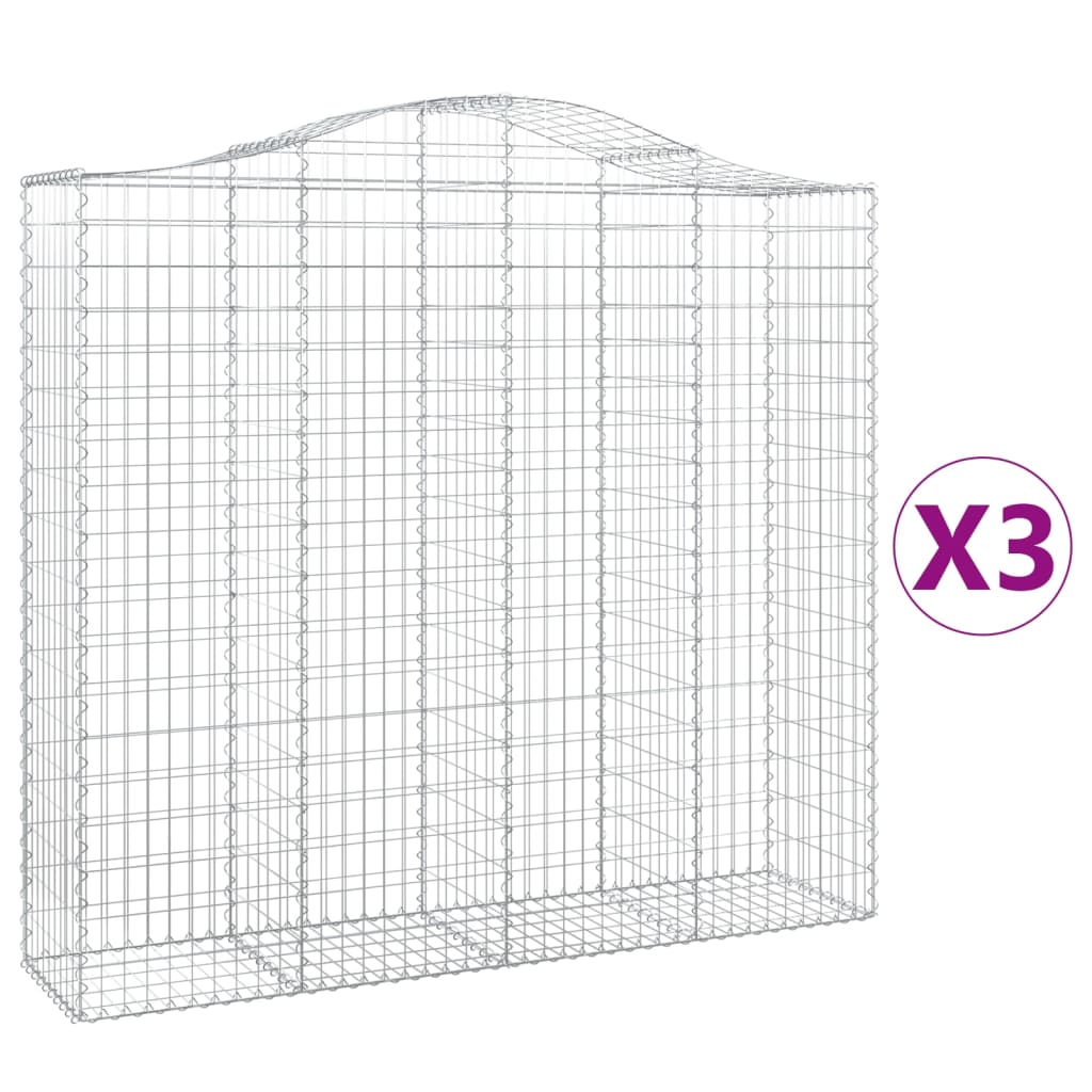 Cesti Gabbioni ad Arco 3 pz 200x50x180/200 cm Ferro Zincato