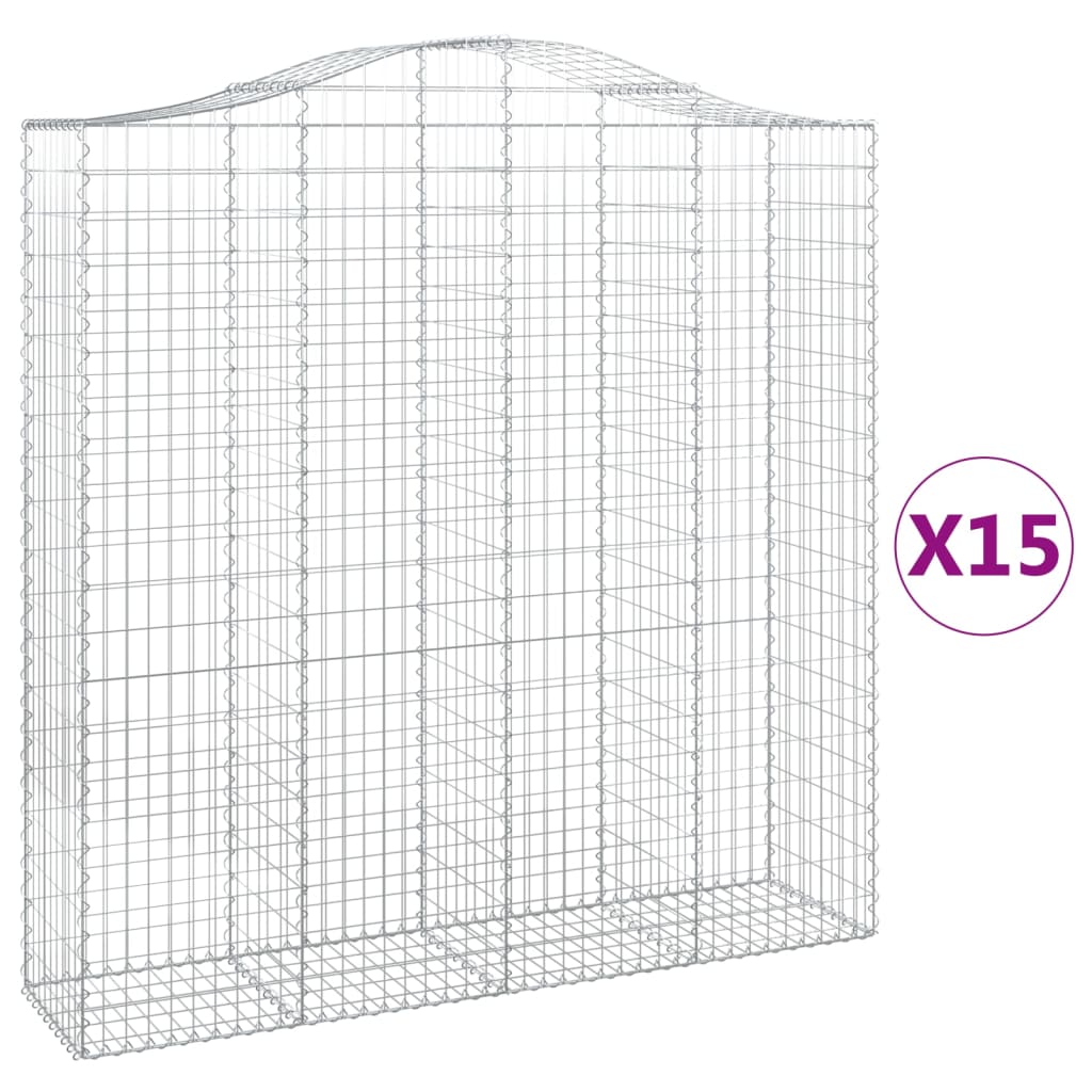 Cesti Gabbioni ad Arco 15 pz 200x50x200/220 cm Ferro Zincato