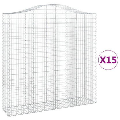 Cesti Gabbioni ad Arco 15 pz 200x50x200/220 cm Ferro Zincato