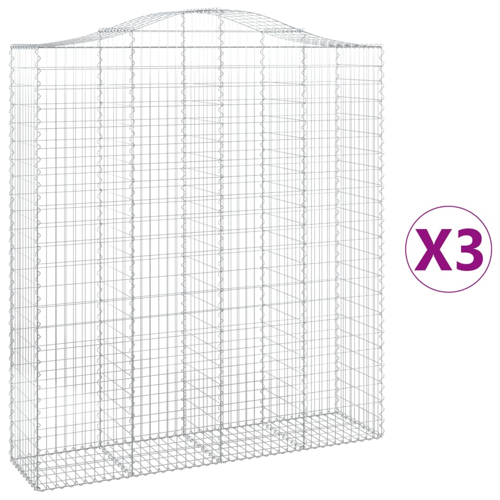 Cesti Gabbioni ad Arco 3 pz 200x50x220/240 cm Ferro Zincato