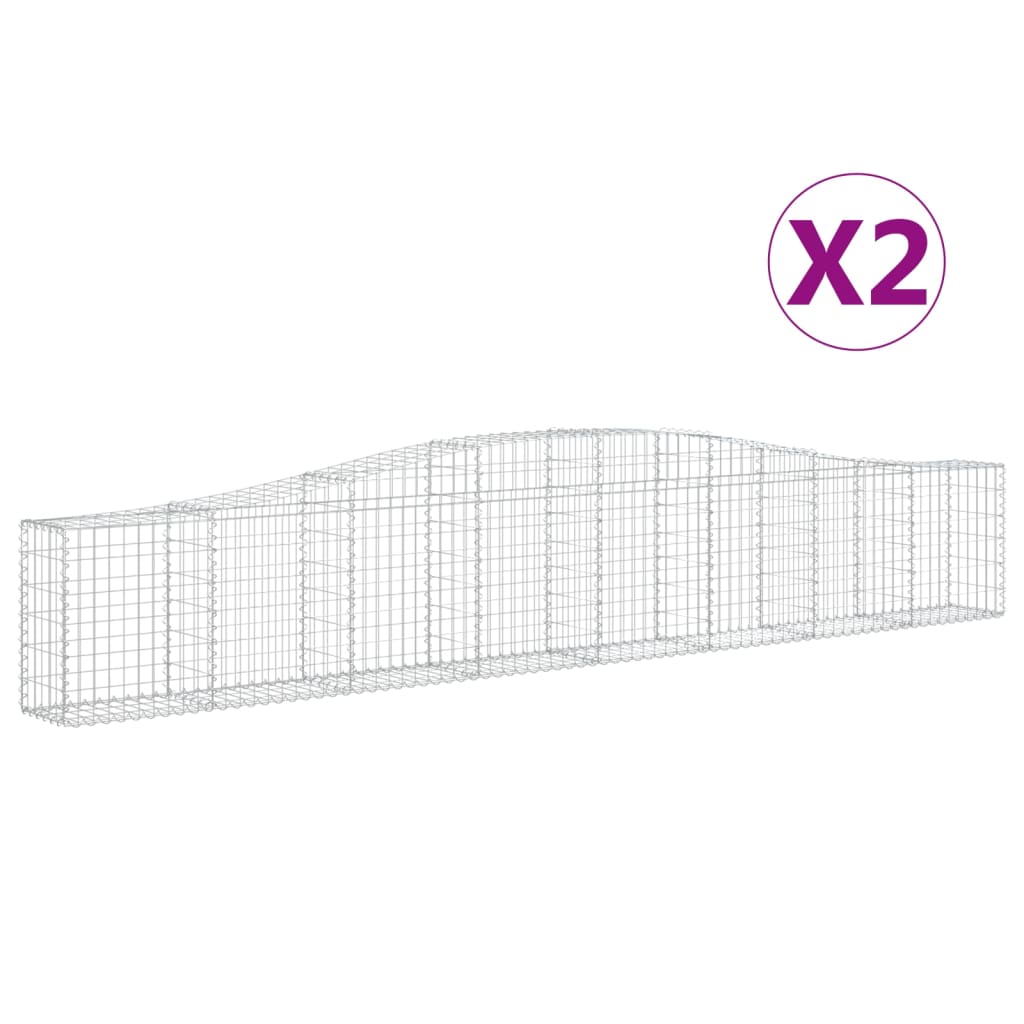 Cesti Gabbioni ad Arco 2 pz 400x30x60/80 cm Ferro Zincato