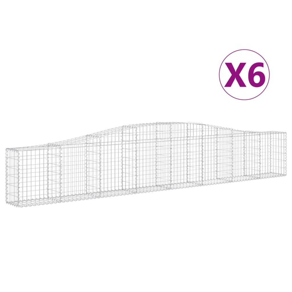Cesti Gabbioni ad Arco 6 pz 400x30x60/80 cm Ferro Zincato