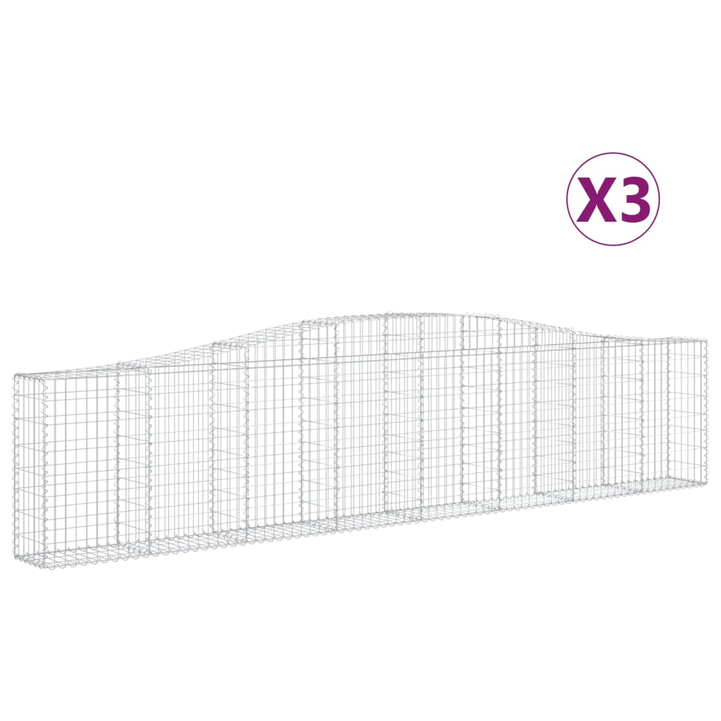 Cesti Gabbioni ad Arco 3 pz 400x30x80/100 cm Ferro Zincato