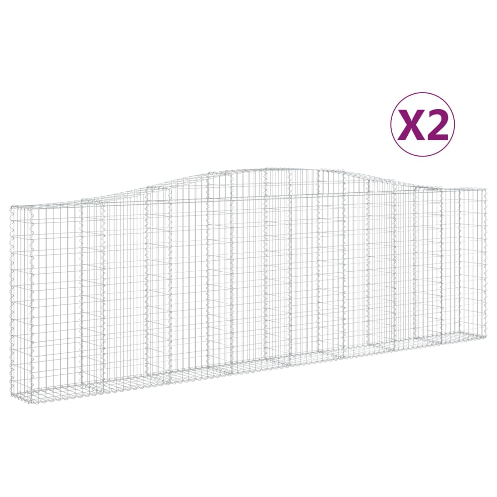 Cesti Gabbioni ad Arco 2 pz 400x30x120/140 cm Ferro Zincato