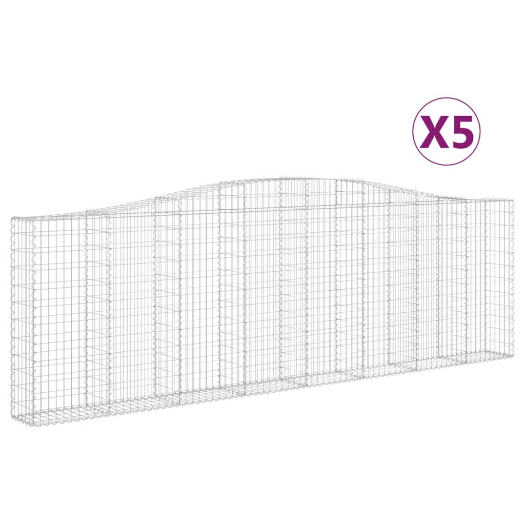 Cesti Gabbioni ad Arco 5 pz 400x30x120/140 cm Ferro Zincato