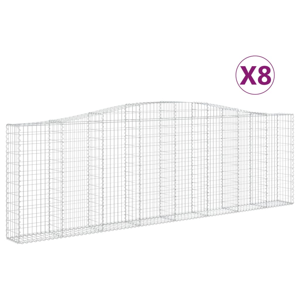 Cesti Gabbioni ad Arco 8 pz 400x30x120/140 cm Ferro Zincato