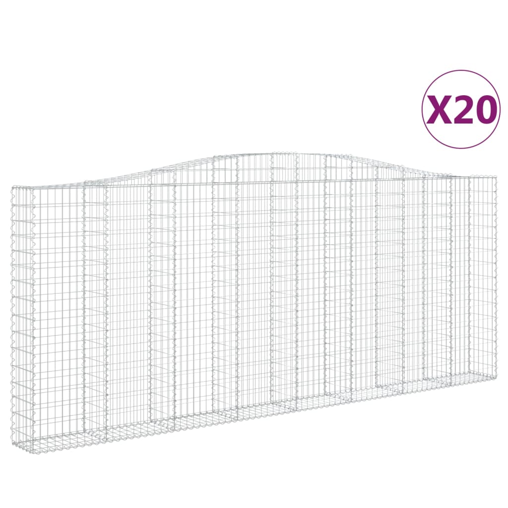 Cesti Gabbioni ad Arco 20 pz 400x30x160/180 cm Ferro Zincato