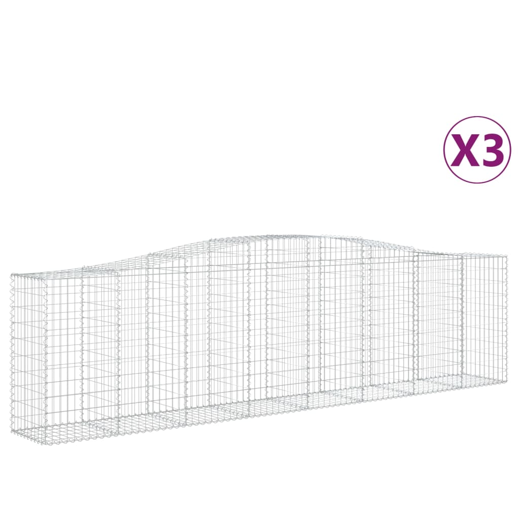 Cesti Gabbioni ad Arco 3 pz 400x50x100/120 cm Ferro Zincato