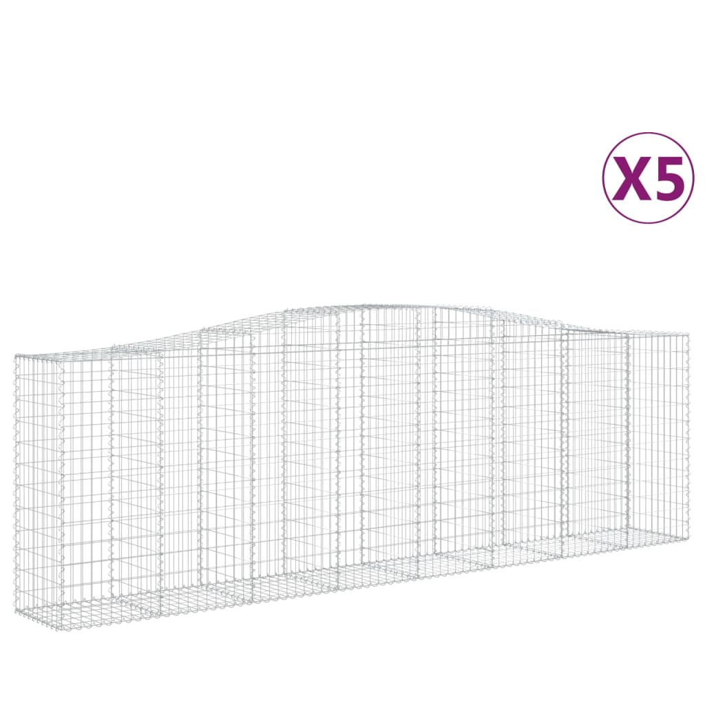 Cesti Gabbioni ad Arco 5 pz 400x50x120/140 cm Ferro Zincato