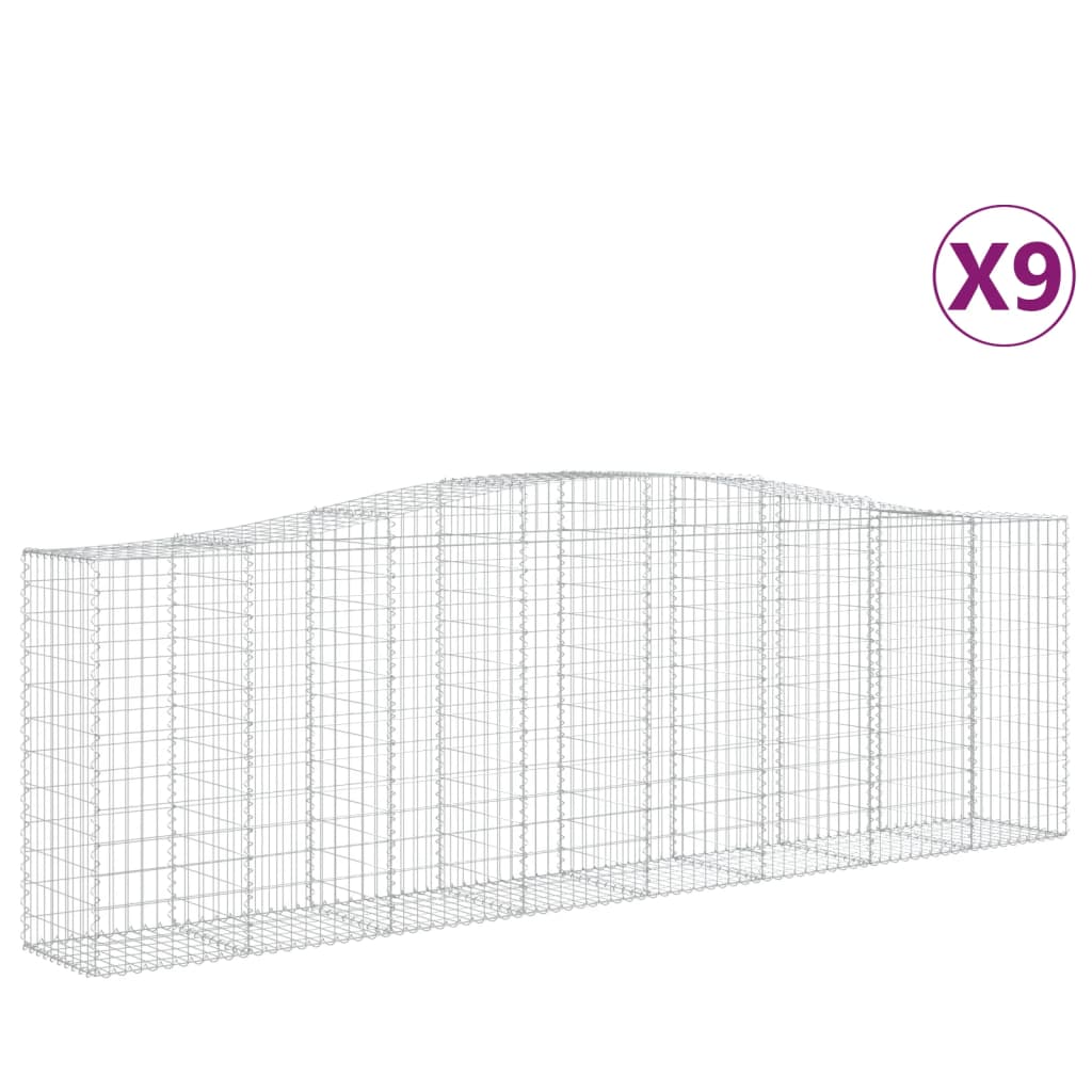 Cesti Gabbioni ad Arco 9 pz 400x50x120/140 cm Ferro Zincato