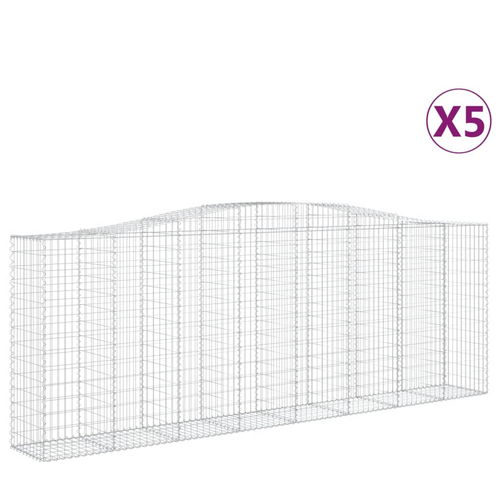 Cesti Gabbioni ad Arco 5 pz 400x50x140/160 cm Ferro Zincato