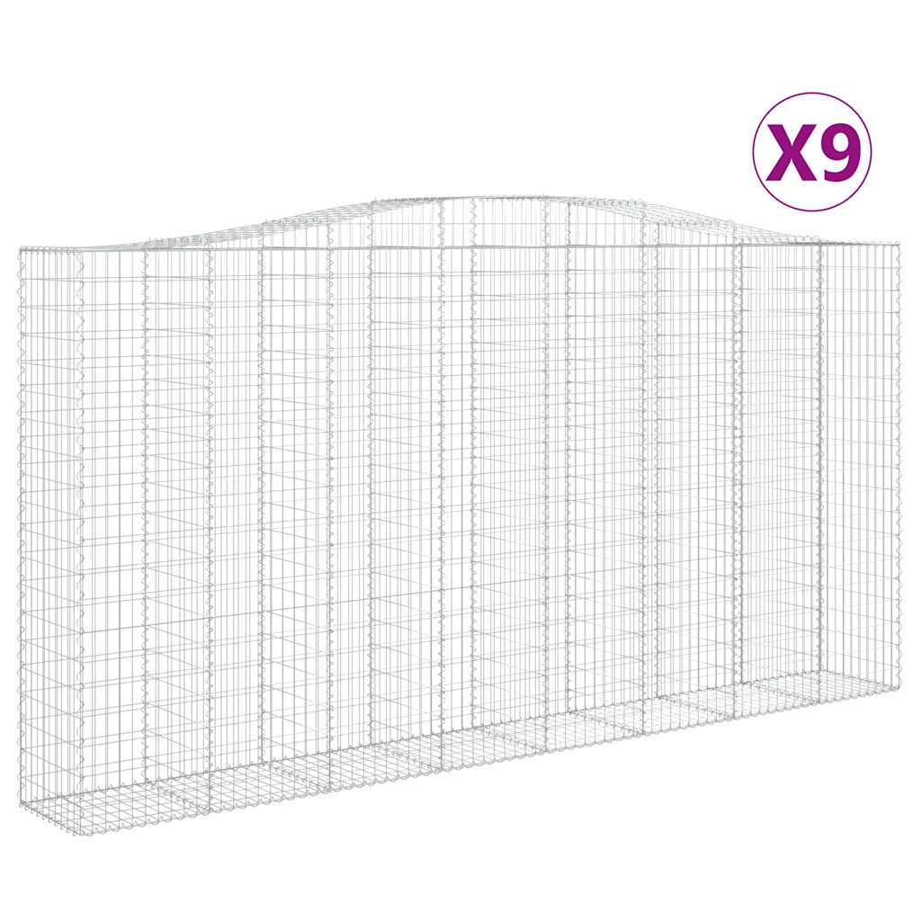 Cesti Gabbioni ad Arco 9 pz 400x50x200/220 cm Ferro Zincato