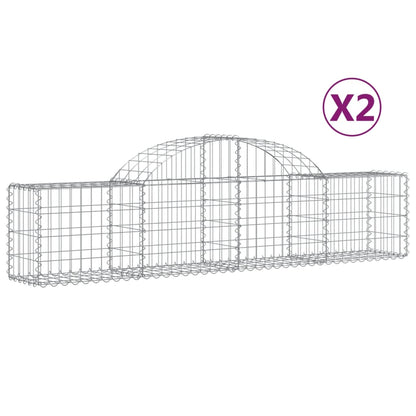 Cesti Gabbioni ad Arco 2 pz 200x30x40/60 cm Ferro Zincato