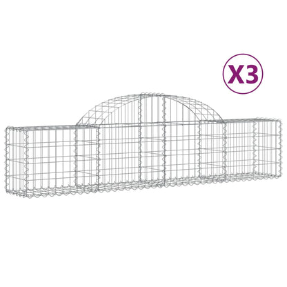 Cesti Gabbioni ad Arco 3 pz 200x30x40/60 cm Ferro Zincato