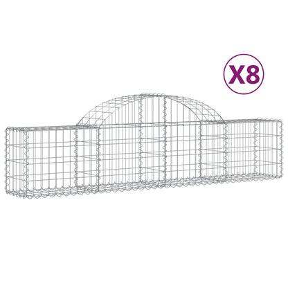 Cesti Gabbioni ad Arco 8 pz 200x30x40/60 cm Ferro Zincato
