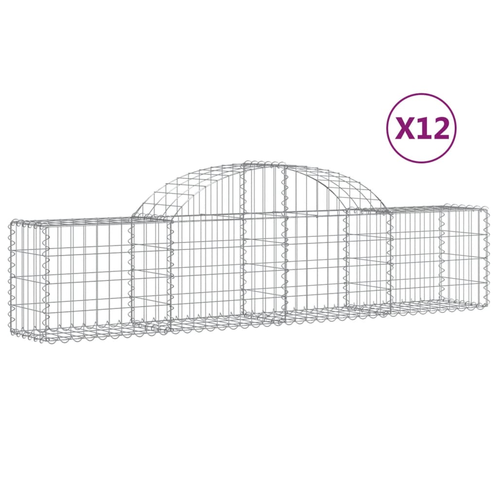 Cesti Gabbioni ad Arco 12 pz 200x30x40/60 cm Ferro Zincato