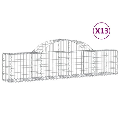 Cesti Gabbioni ad Arco 13 pz 200x30x40/60 cm Ferro Zincato