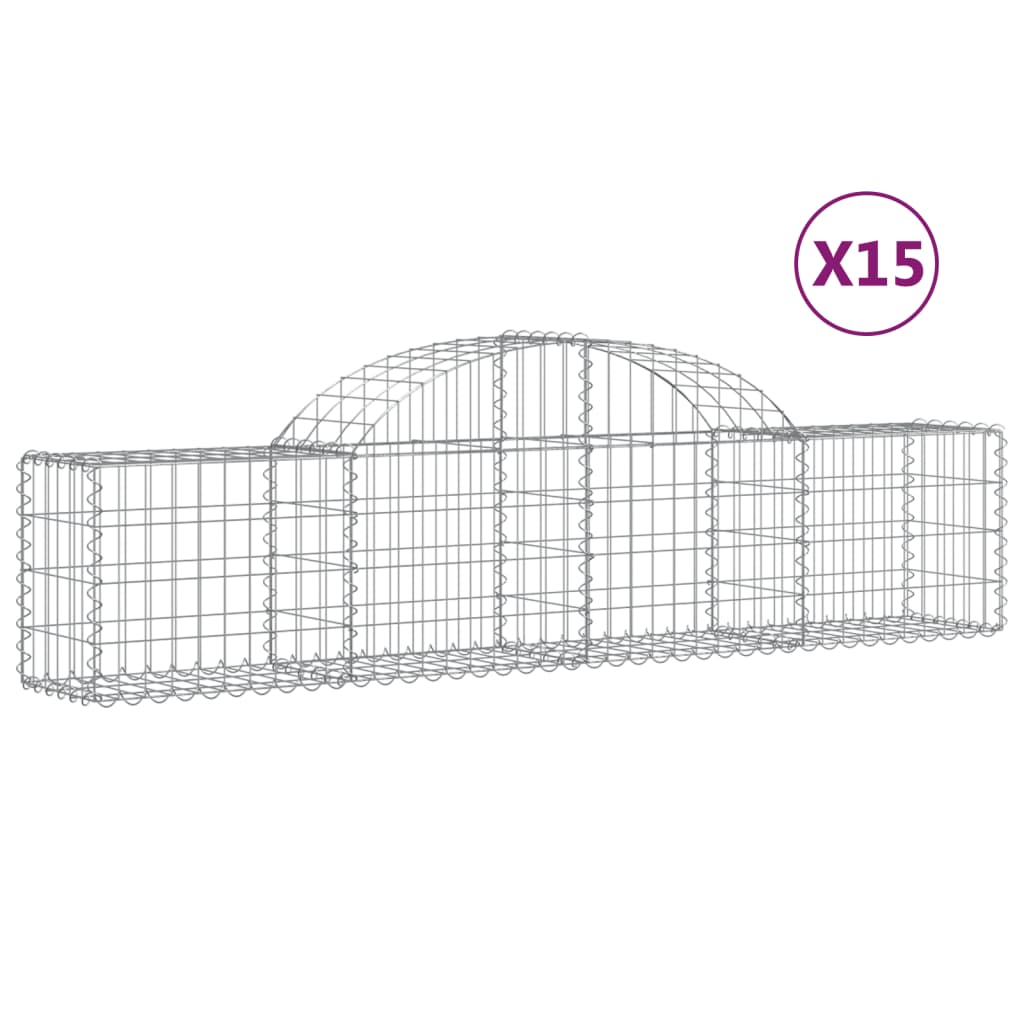 Cesti Gabbioni ad Arco 15 pz 200x30x40/60 cm Ferro Zincato