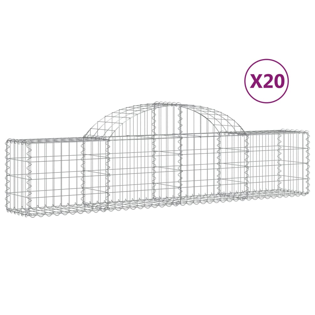 Cesti Gabbioni ad Arco 20 pz 200x30x40/60 cm Ferro Zincato