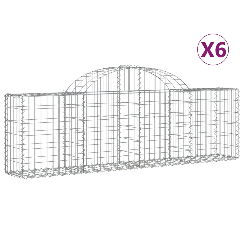 Cesti Gabbioni ad Arco 6 pz 200x30x60/80 cm Ferro Zincato