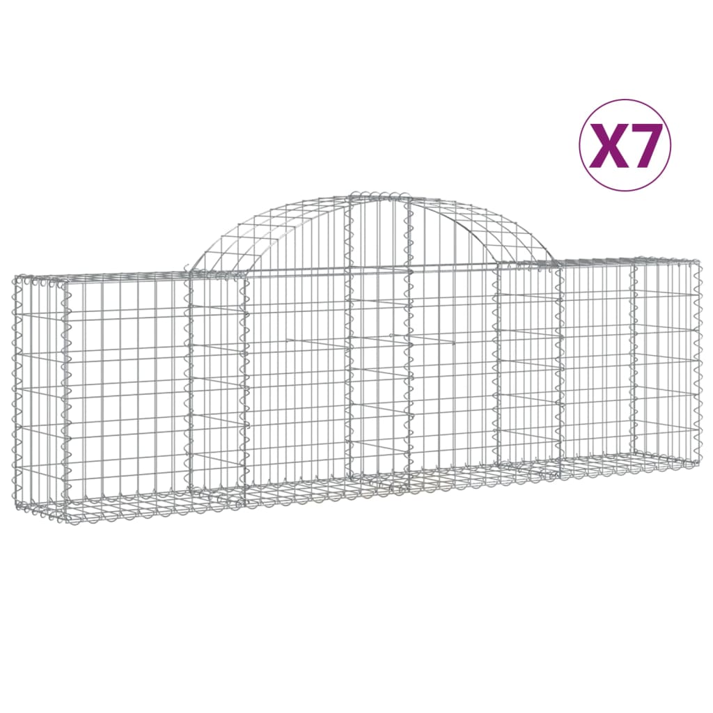 Cesti Gabbioni ad Arco 7 pz 200x30x60/80 cm Ferro Zincato