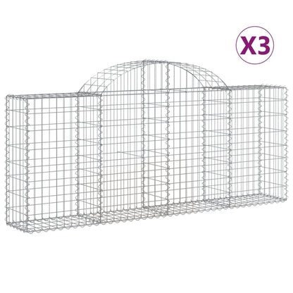 Cesti Gabbioni ad Arco 3 pz 200x30x80/100 cm Ferro Zincato