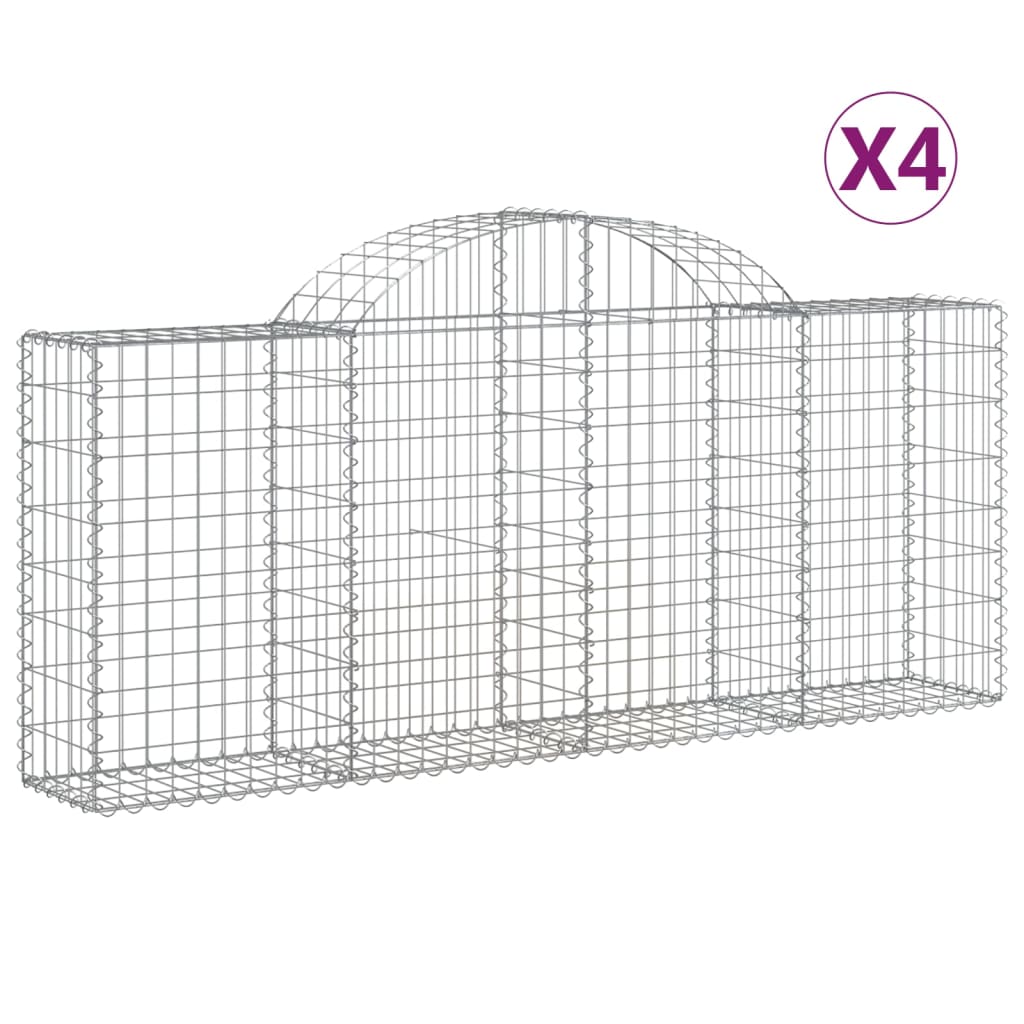 Cesti Gabbioni ad Arco 4 pz 200x30x80/100 cm Ferro Zincato