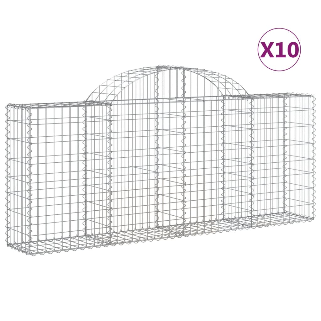 Cesti Gabbioni ad Arco 10 pz 200x30x80/100 cm Ferro Zincato