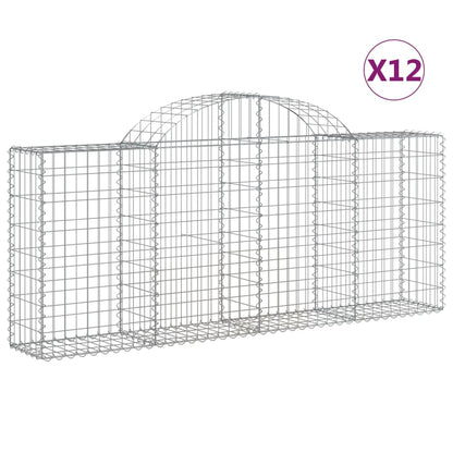 Cesti Gabbioni ad Arco 12 pz 200x30x80/100 cm Ferro Zincato