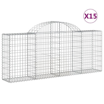 Cesti Gabbioni ad Arco 15 pz 200x30x80/100 cm Ferro Zincato