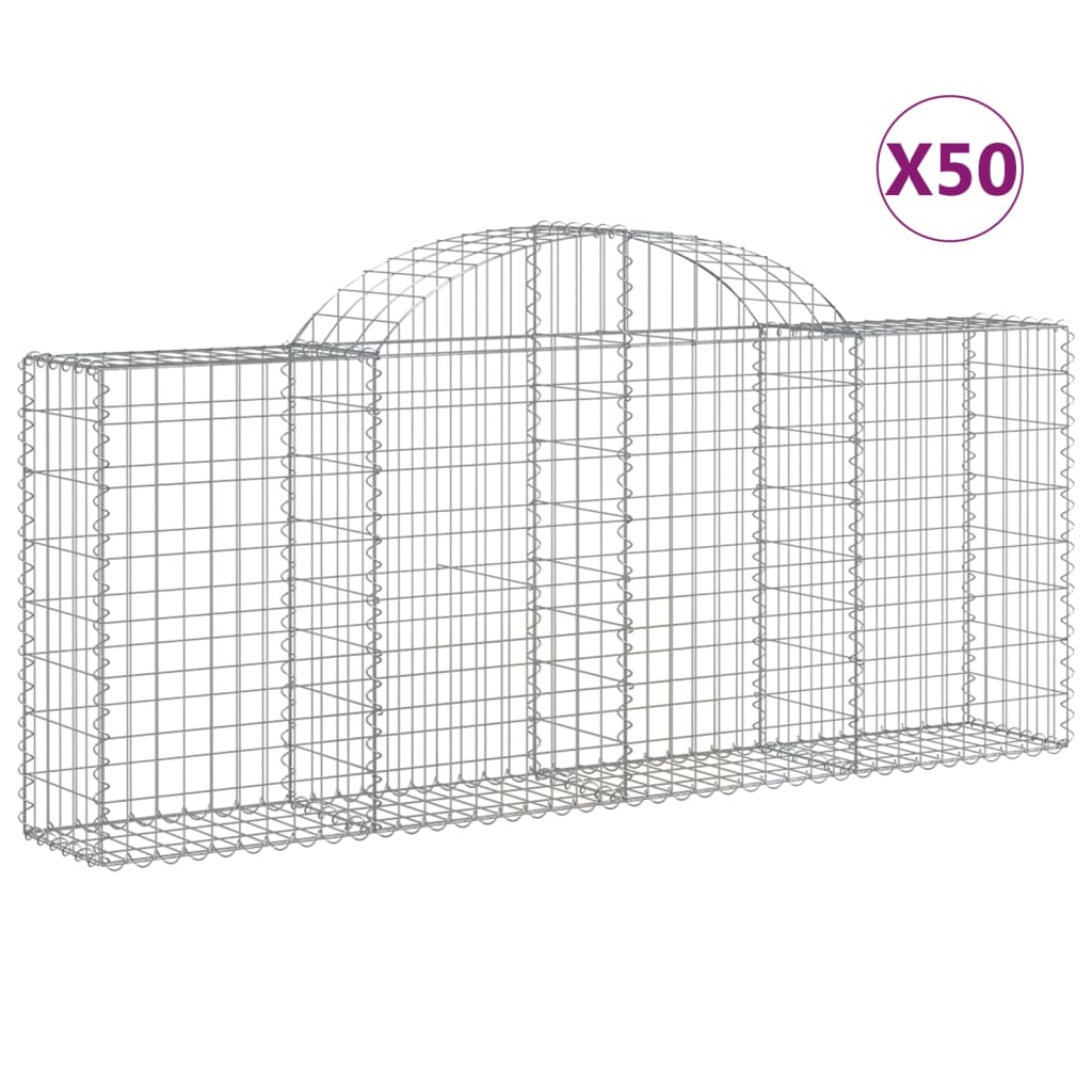 Cesti Gabbioni ad Arco 50 pz 200x30x80/100 cm Ferro Zincato