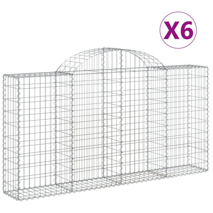 Cesti Gabbioni ad Arco 6 pz 200x30x100/120 cm Ferro Zincato