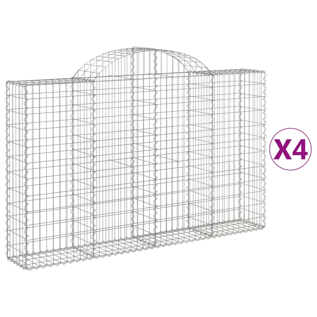 Cesti Gabbioni ad Arco 4 pz 200x30x120/140 cm Ferro Zincato
